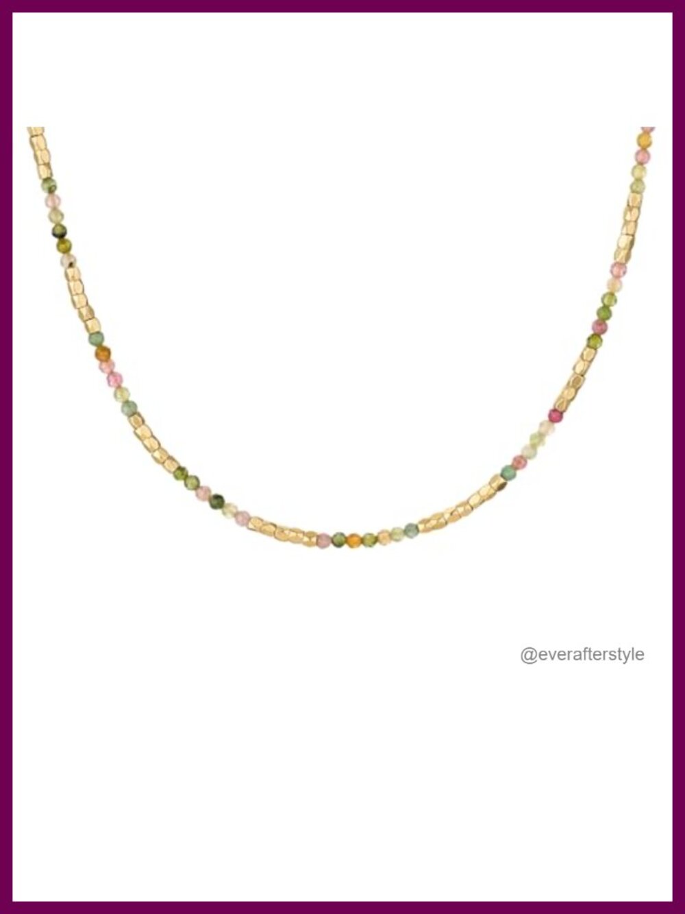 Gemstone Beaded Choker Necklace 14K Gold Plated
